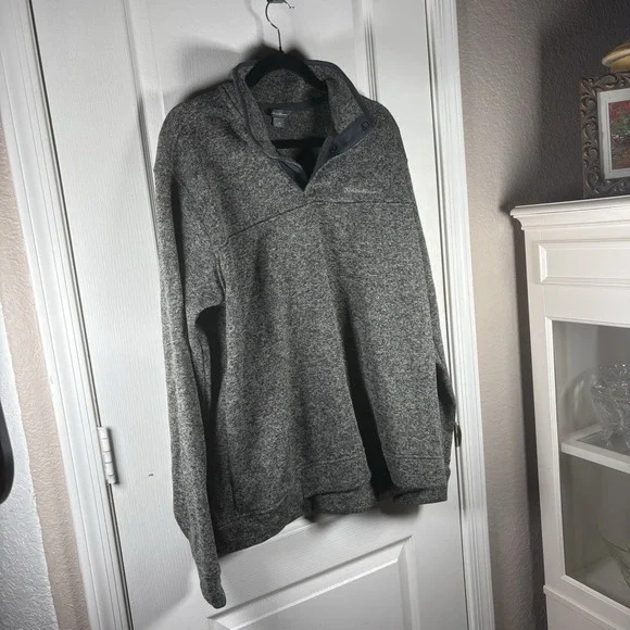 Eddie Bauer Men's XL Gray High‑Neck Button Pullover – Medium Weight, Classic Out - Picture 2 of 12